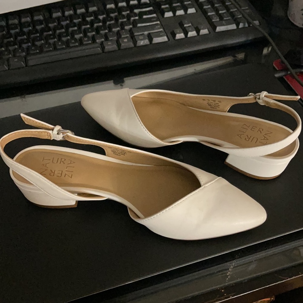 Naturalizer white slingback low heel flats